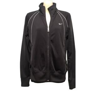 Nike Athletic Dept Fleece Lined Zip Up Athletic Jacket, Black and White, Size M